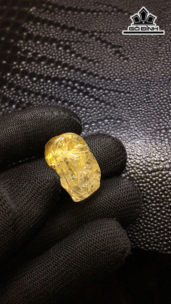 Tỳ Hưu Đá Thạch Anh Tóc Vàng Cao 25,3 Ngang 14,3 Sâu 12,1 (mm) 8,3gr