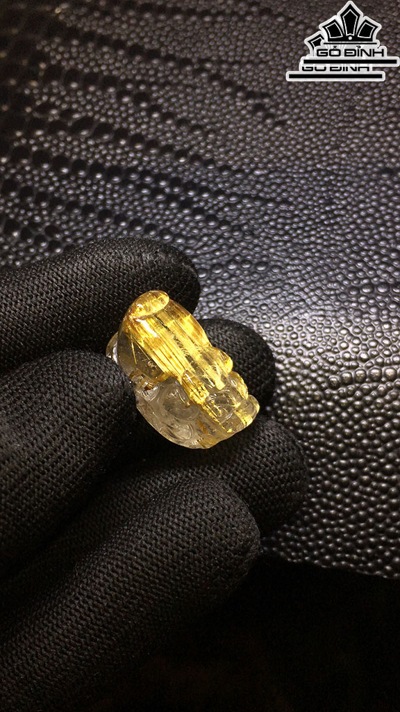 Tỳ Hưu Đá Thạch Anh Tóc Vàng Cao 25,3 Ngang 14,3 Sâu 12,1 (mm) 8,3gr