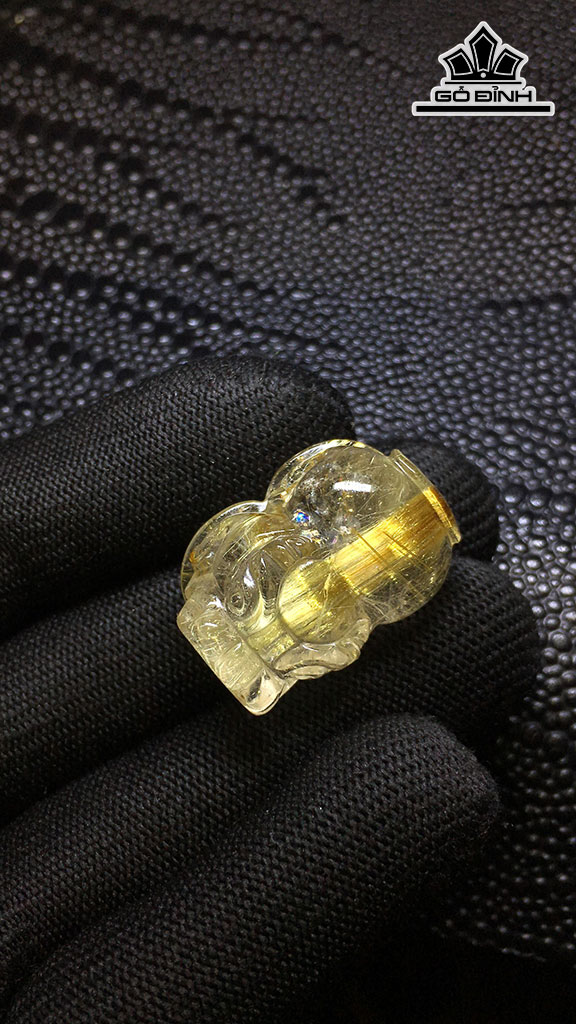 Tỳ Hưu Đá Thạch Anh Tóc Vàng Cao 27,8 Ngang 18 Sâu 16 (mm) 14,3gr