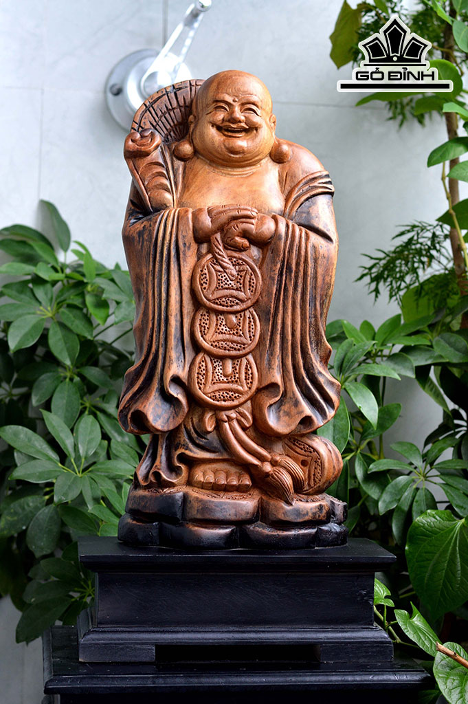 Tượng Phật Di Lặc Chúc Phúc Gỗ Xá Xị Cao 55 Ngang 20 Sâu 10 (cm)