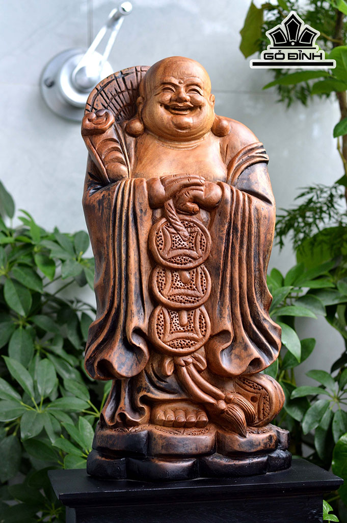 Tượng Phật Di Lặc Chúc Phúc Gỗ Xá Xị Cao 55 Ngang 20 Sâu 10 (cm)