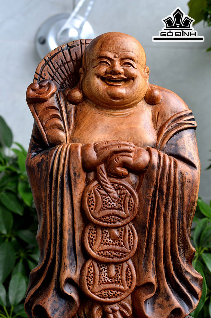 Tượng Phật Di Lặc Chúc Phúc Gỗ Xá Xị Cao 55 Ngang 20 Sâu 10 (cm)