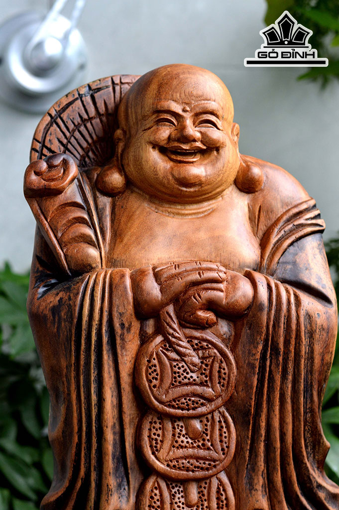 Tượng Phật Di Lặc Chúc Phúc Gỗ Xá Xị Cao 55 Ngang 20 Sâu 10 (cm)