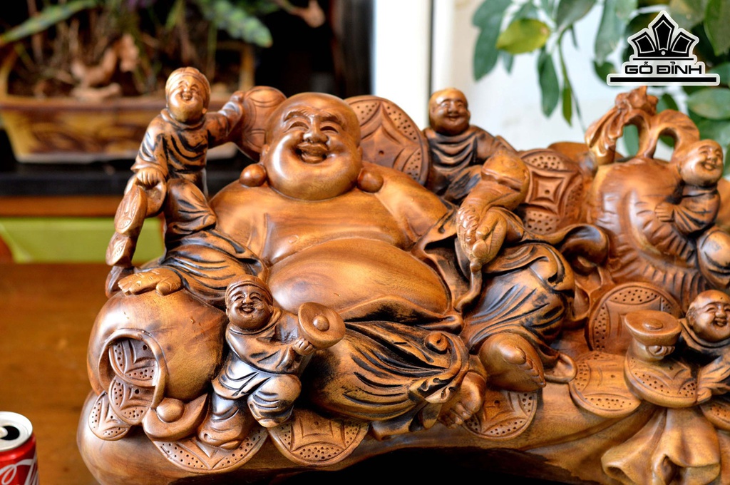 Tượng Phật Di Lặc Ngũ Phúc Gỗ Xá Xị Cao 40 Ngang 55 Sâu 26 (cm)