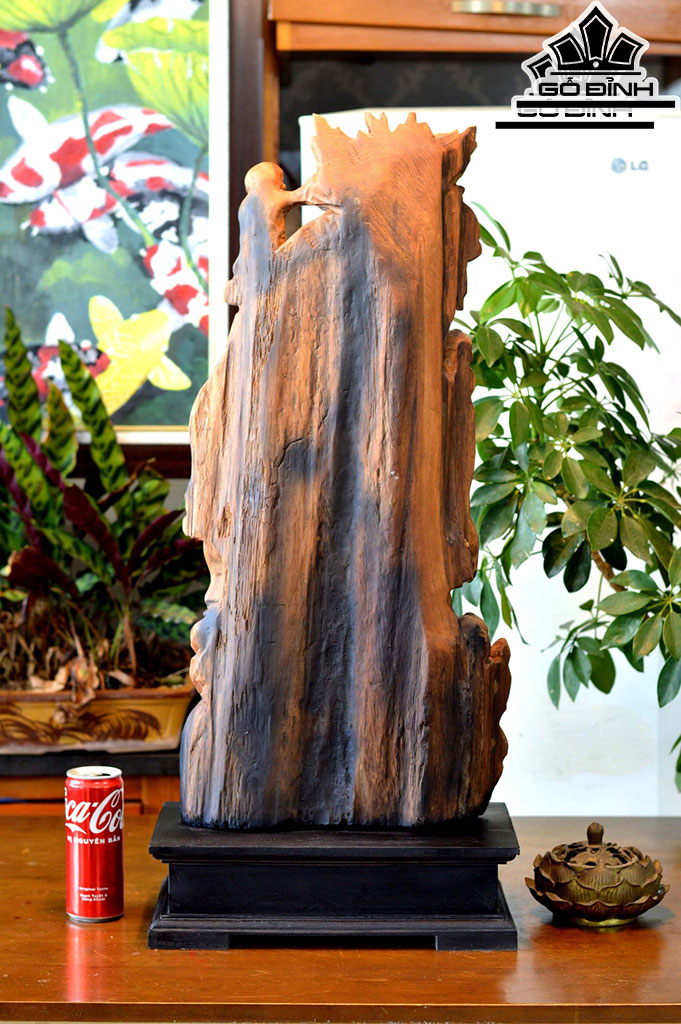 Tượng Phật Di Lặc Tam Phúc Gỗ Lũa Ngọc Am Cao 79 Ngang 35 Sâu 12 (cm)