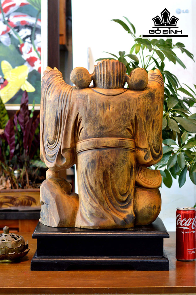 Tượng Thần Tài Gỗ Xá Xị Cao 55 Ngang 35 Sâu 18 (cm)