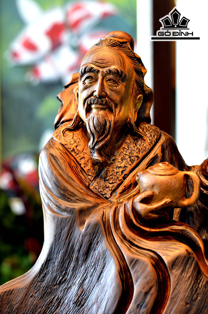 Tượng Thần Trà Gỗ Lũa Bách Xanh Cao 75 Ngang 32 Sâu 20 (cm)