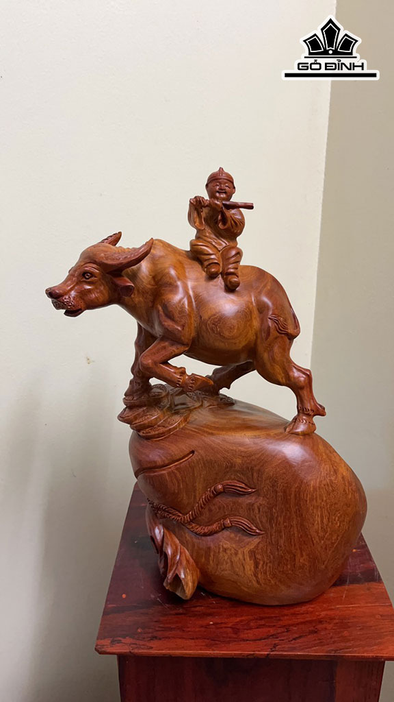 Tiểu Đồng Chăn Trâu Thổi Sáo Gỗ Hương Cao 44 Ngang 25 Sâu 18 (cm)