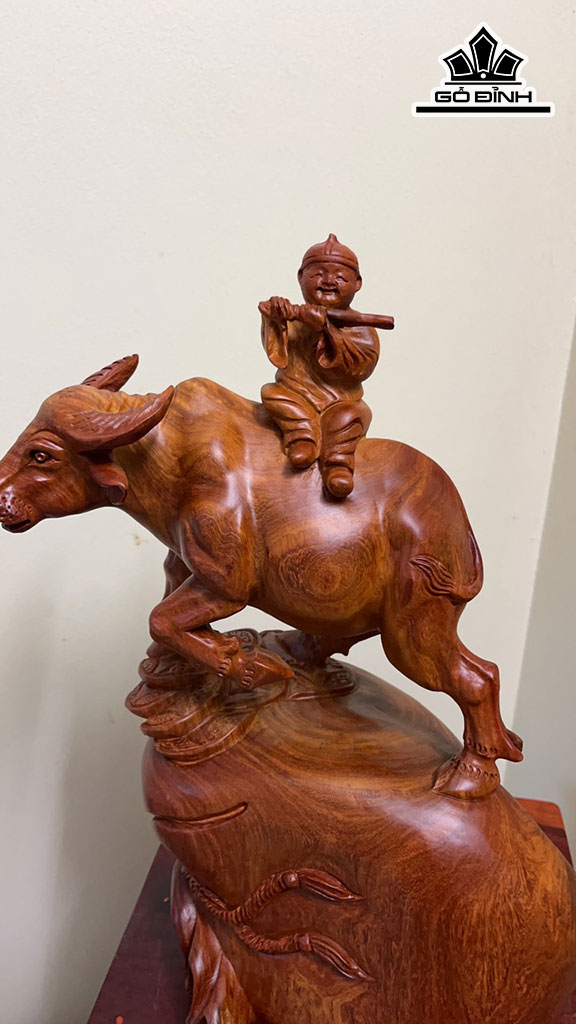 Tiểu Đồng Chăn Trâu Thổi Sáo Gỗ Hương Cao 44 Ngang 25 Sâu 18 (cm)