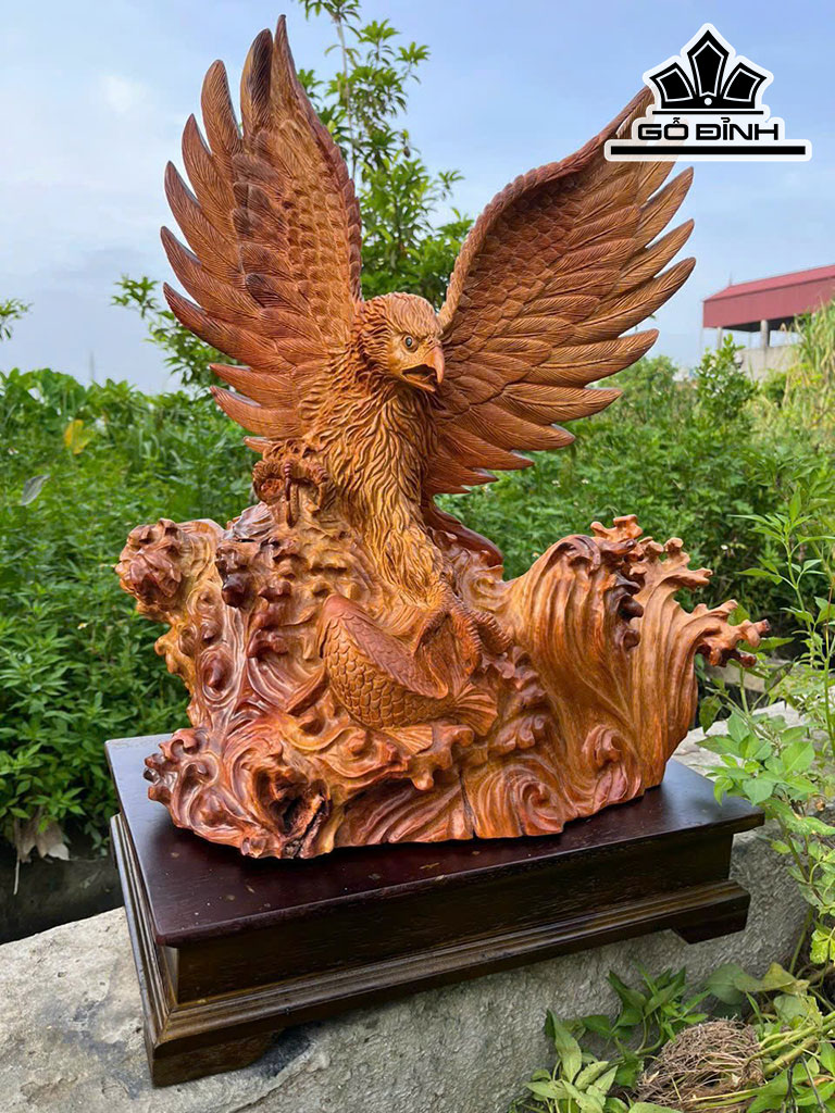 Tượng Đại Bàng Gỗ Hương Cao 65 Ngang 45 Sâu 26 (cm)