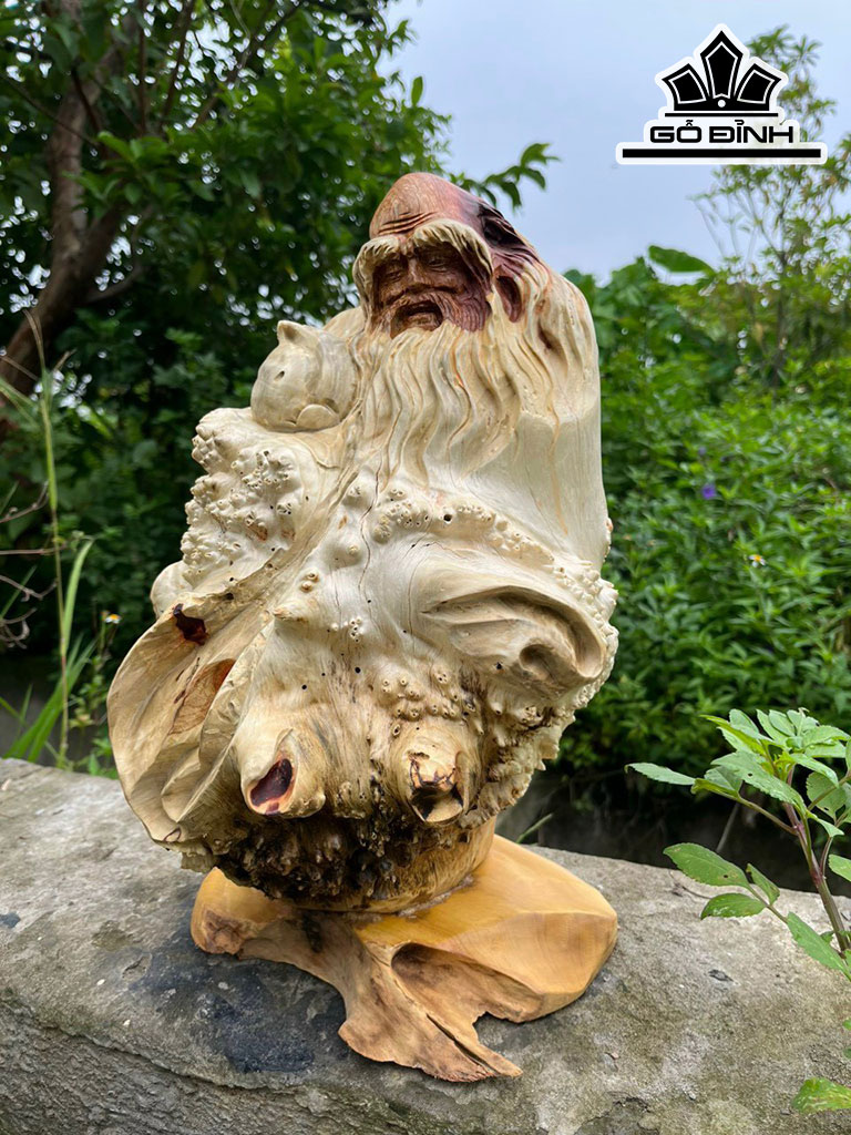 Tượng Ông Thọ Gỗ Nu Hương Cao 36 Ngang 22 (cm)