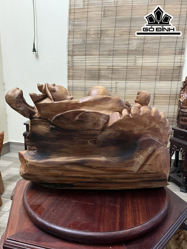 Tượng Phật Di Lặc Gỗ Ngọc Am Cao 30 Ngang 45 Sâu 25 (cm)