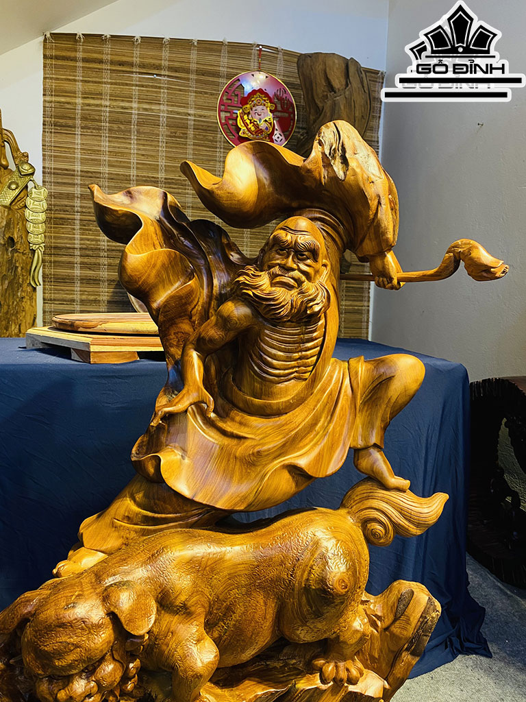 Tượng Đạt Ma Sư Tổ Gỗ Lũa Ngọc Am Cao 100 Ngang 60 Sâu 30 (cm)