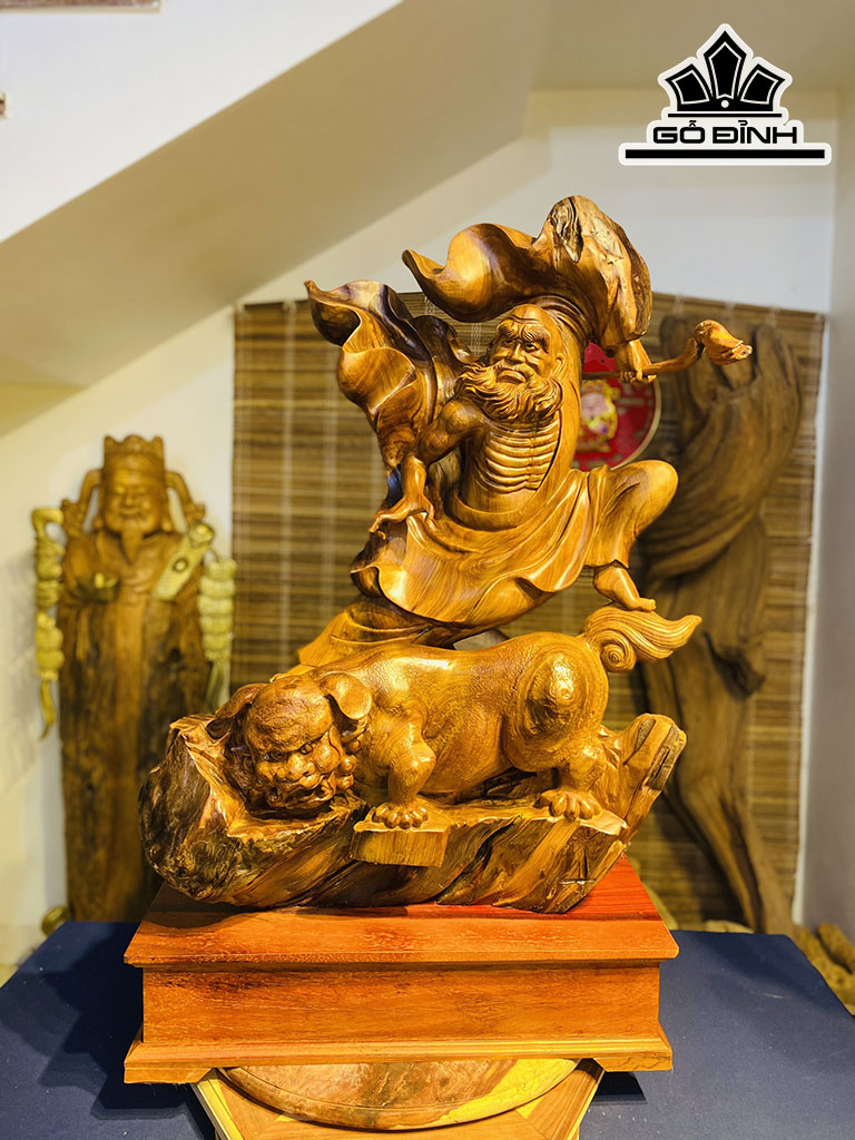 Tượng Đạt Ma Sư Tổ Gỗ Lũa Ngọc Am Cao 100 Ngang 60 Sâu 30 (cm)