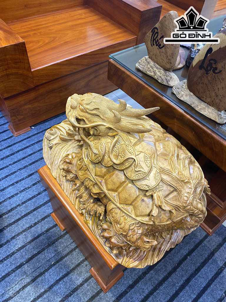 Tượng Long Quy Gỗ Xá Xị Ngang 55 Cao 35 Sâu 30 (cm)