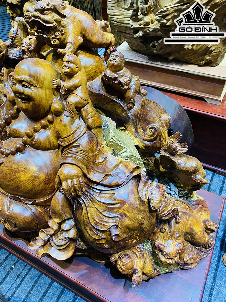 Tượng Phật Di Lặc Gỗ Sụn Hương Ngang 120 Cao 60 Sâu 60 (cm)