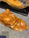 Tượng Phật Di Lặc Ngồi Bao Tiền Gỗ Hương Ngang 62 Cao 25 Sâu 25 (cm)