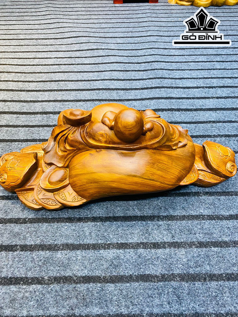 Tượng Phật Di Lặc Ngồi Bao Tiền Gỗ Hương Ngang 62 Cao 25 Sâu 25 (cm)