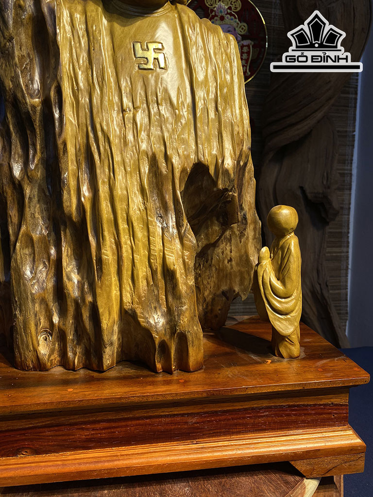 Tượng Phật Tổ Gỗ Lũa Dổi Cao 60 Ngang 45 Sâu 20 (cm)