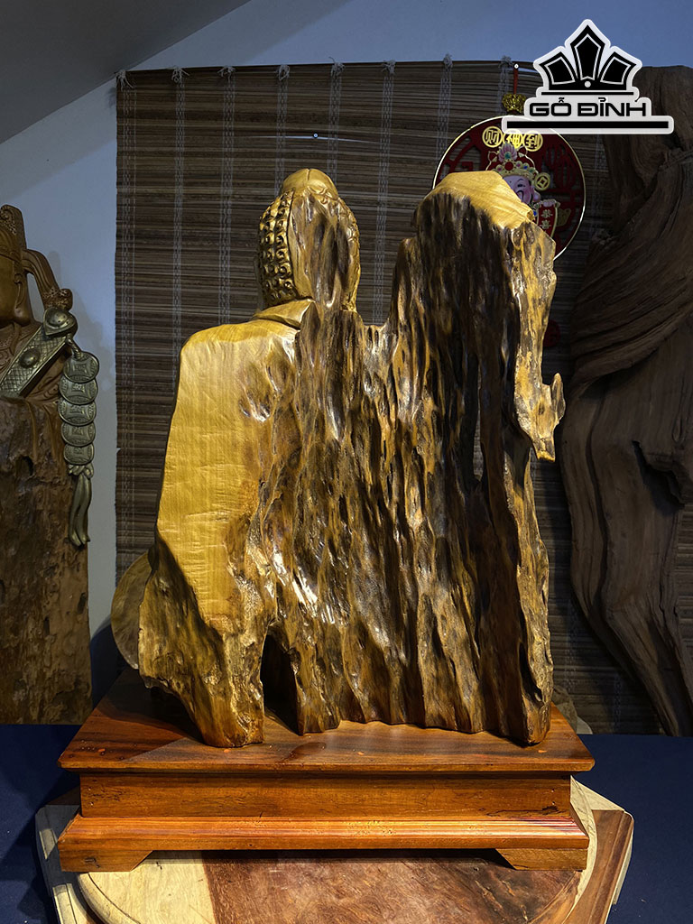 Tượng Phật Tổ Gỗ Lũa Dổi Cao 60 Ngang 45 Sâu 20 (cm)