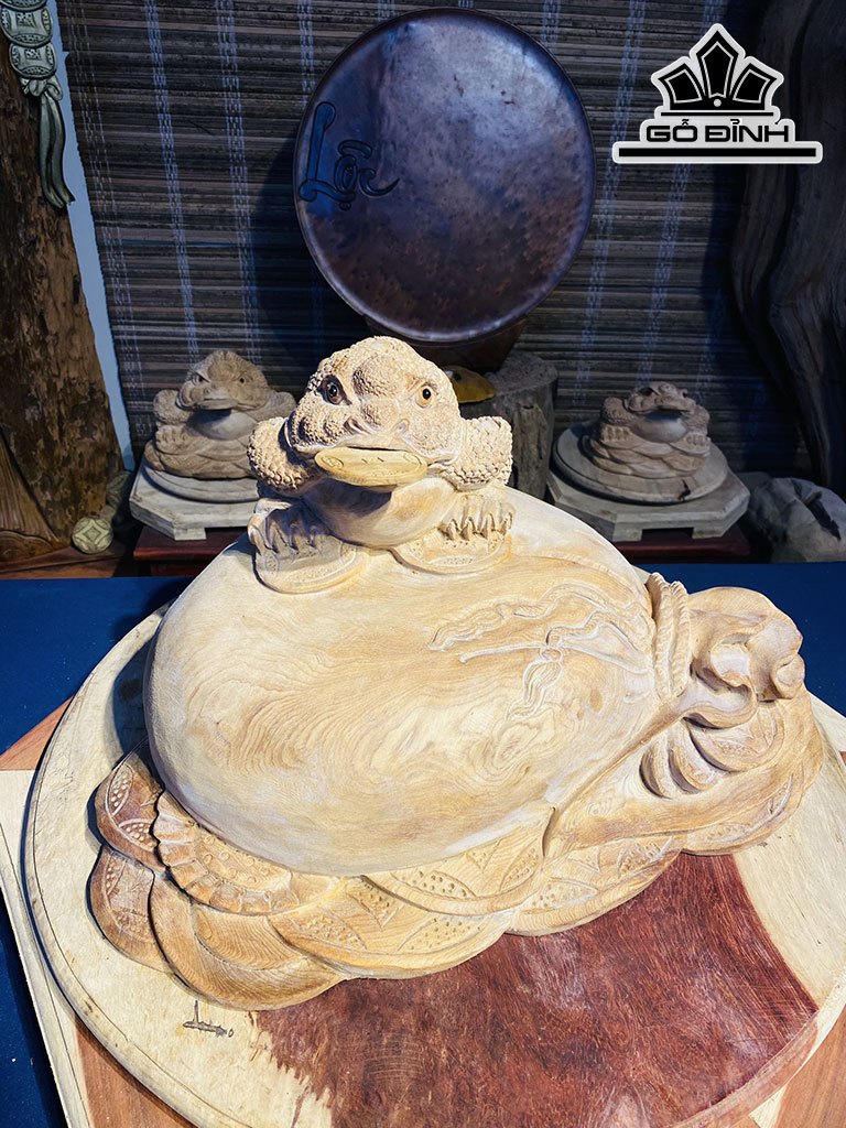 Tượng Thiềm Thừ Gỗ Ngọc Am Ngang 45 Cao 34 Sâu 26 (cm)