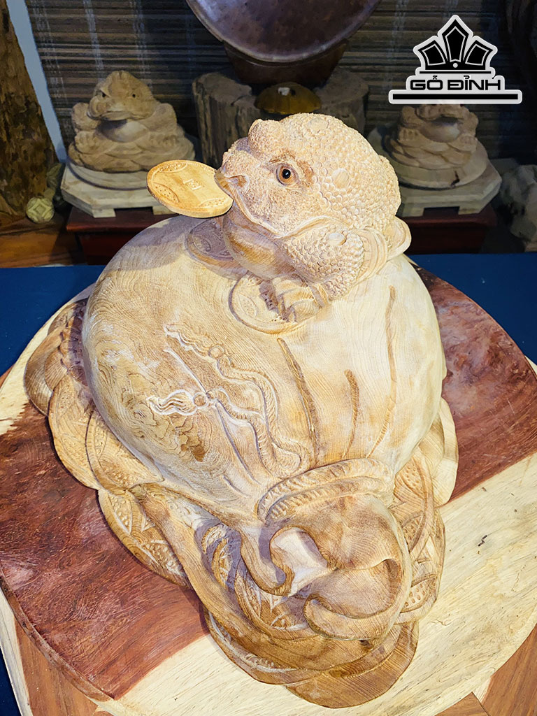 Tượng Thiềm Thừ Gỗ Ngọc Am Ngang 45 Cao 34 Sâu 26 (cm)