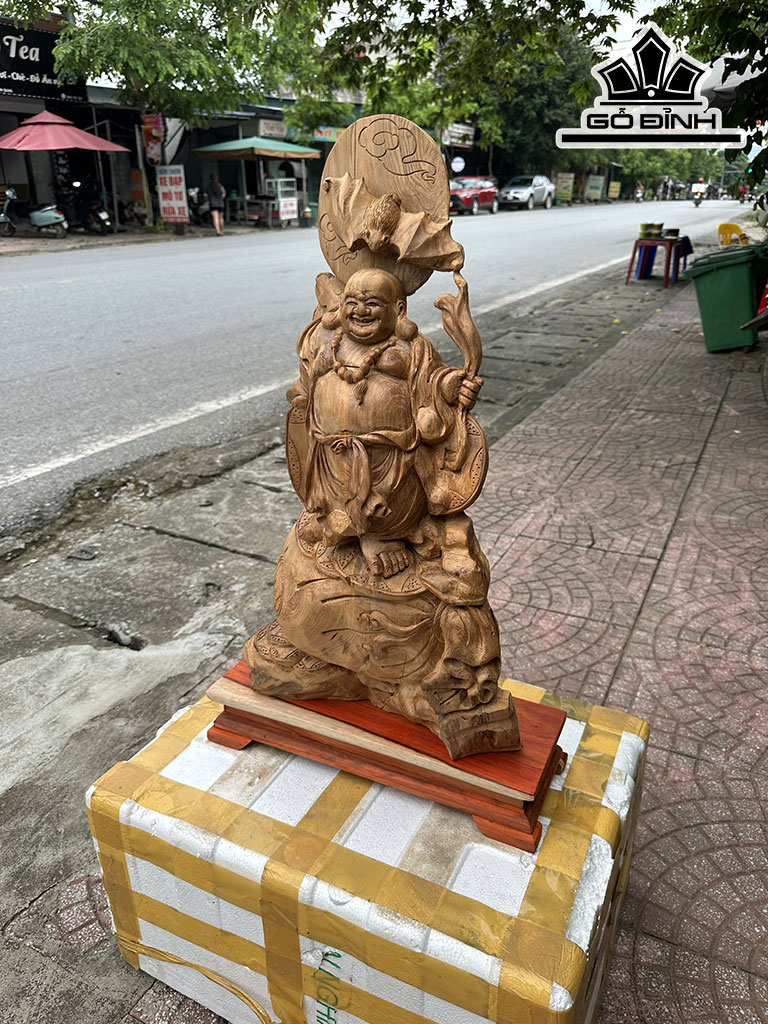 Tượng Phật Di Lặc Gỗ Ngọc Am Hà Giang Cao 70 Ngang 42 Sâu 18 (cm)