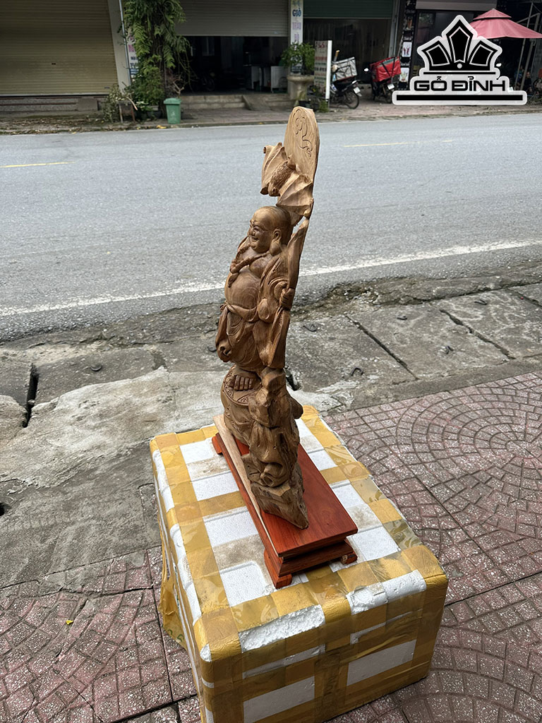 Tượng Phật Di Lặc Gỗ Ngọc Am Hà Giang Cao 70 Ngang 42 Sâu 18 (cm)