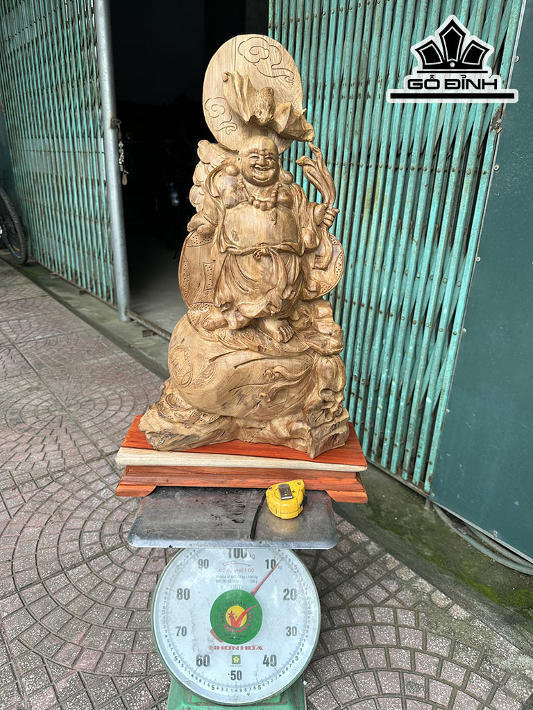 Tượng Phật Di Lặc Gỗ Ngọc Am Hà Giang Cao 70 Ngang 42 Sâu 18 (cm)