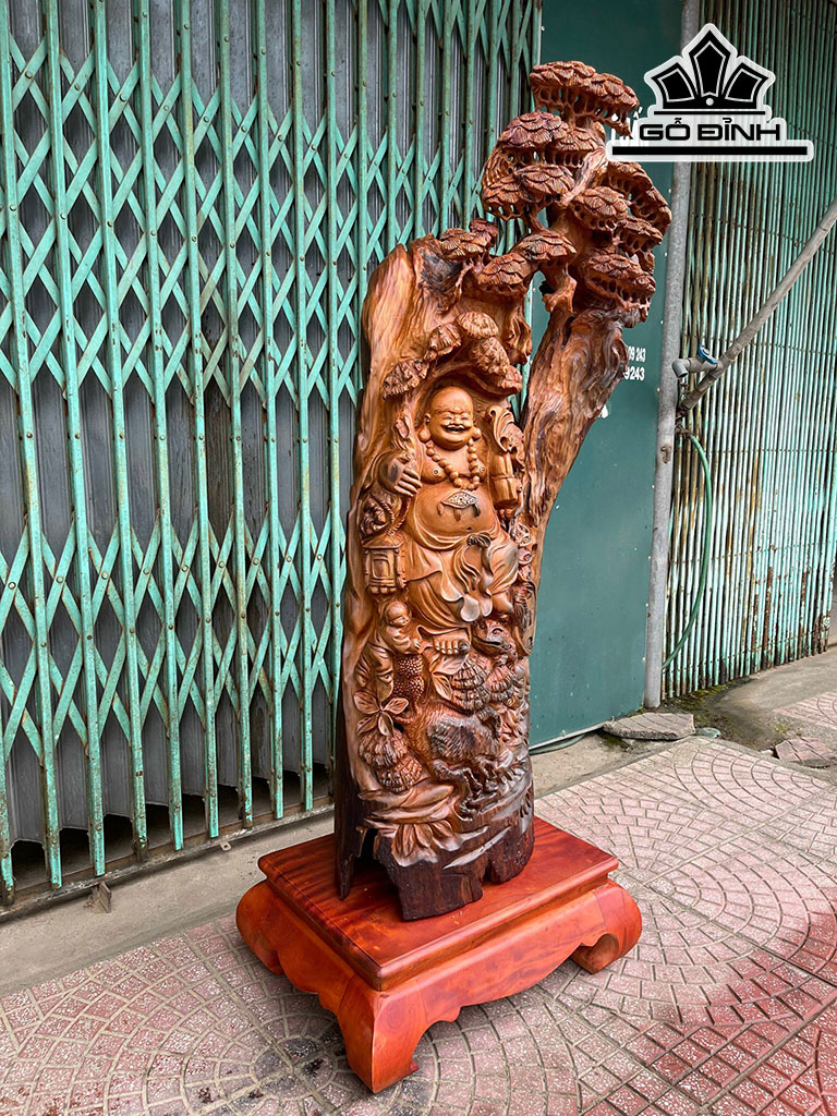 Tượng Phật Di Lặc Gỗ Ngọc Am Hà Giang Cao 122 Ngang 40 Sâu 30 (cm)