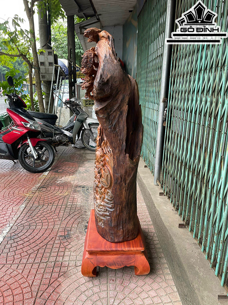 Tượng Phật Di Lặc Gỗ Ngọc Am Hà Giang Cao 122 Ngang 40 Sâu 30 (cm)