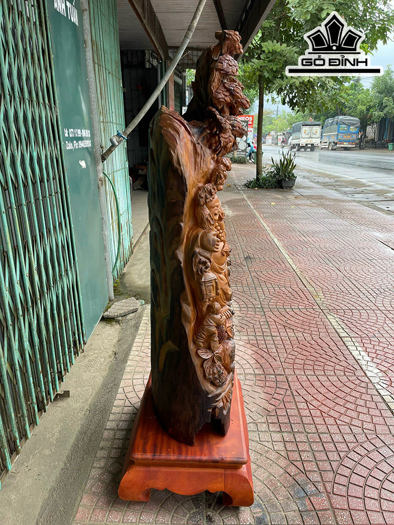 Tượng Phật Di Lặc Gỗ Ngọc Am Hà Giang Cao 122 Ngang 40 Sâu 30 (cm)