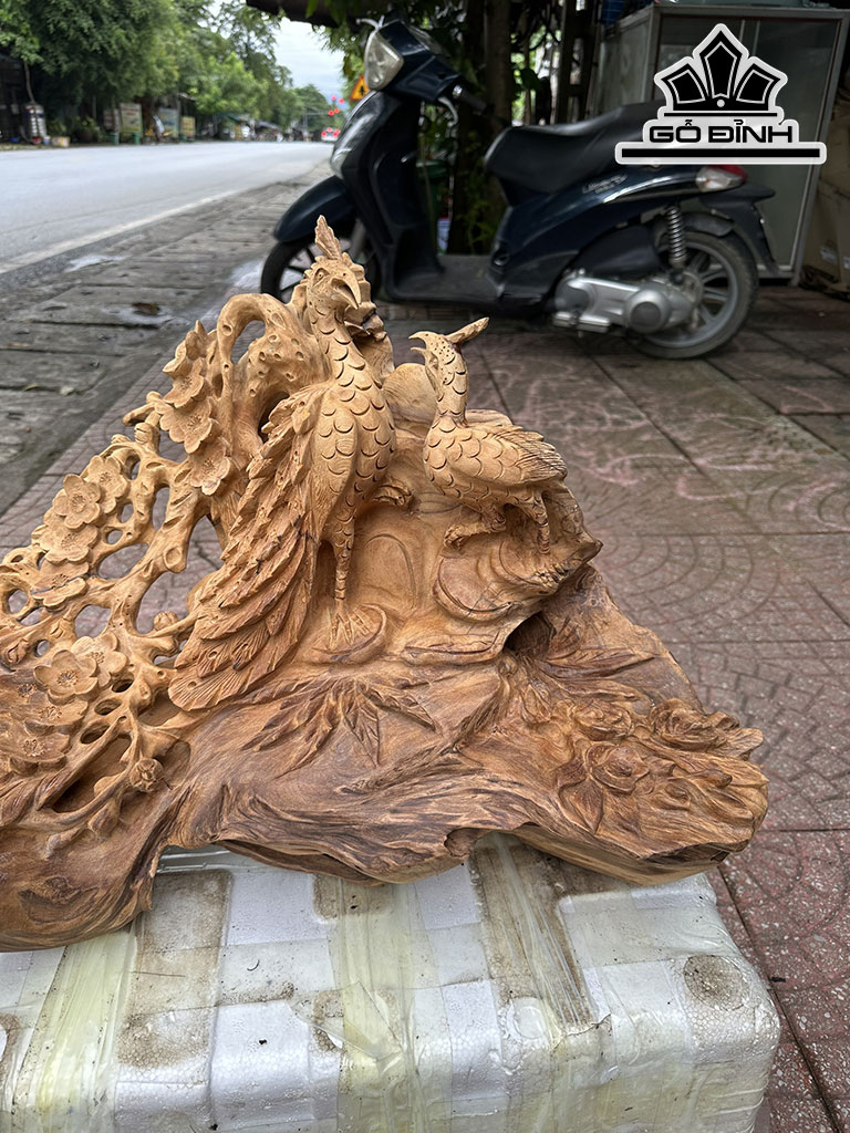 Tượng Phu Thê Viên Mãn Gỗ Ngọc Am Hà Giang Ngang 68 Cao 42 Sâu 25 (cm)