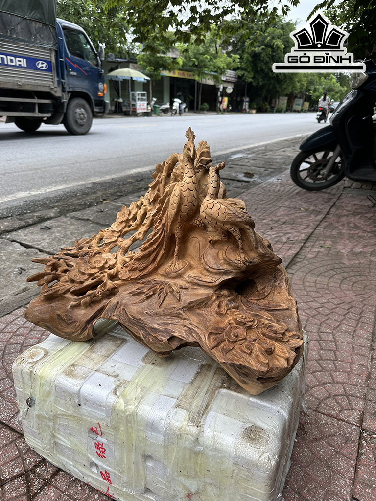 Tượng Phu Thê Viên Mãn Gỗ Ngọc Am Hà Giang Ngang 68 Cao 42 Sâu 25 (cm)