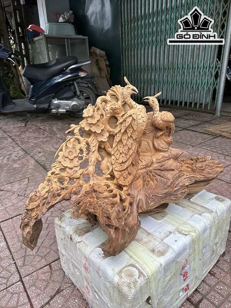 Tượng Phu Thê Viên Mãn Gỗ Ngọc Am Hà Giang Ngang 68 Cao 42 Sâu 25 (cm)