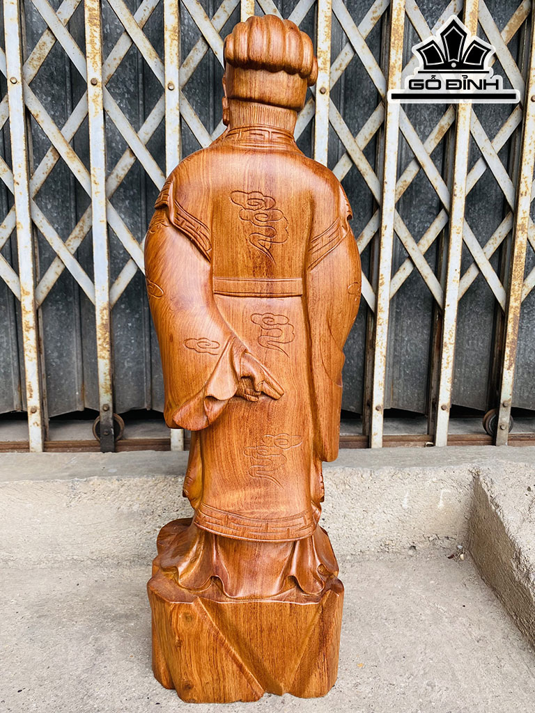 Tượng Gia Cát Lượng Gỗ Hương Cao 60 Ngang 18 Sâu 15 (cm)