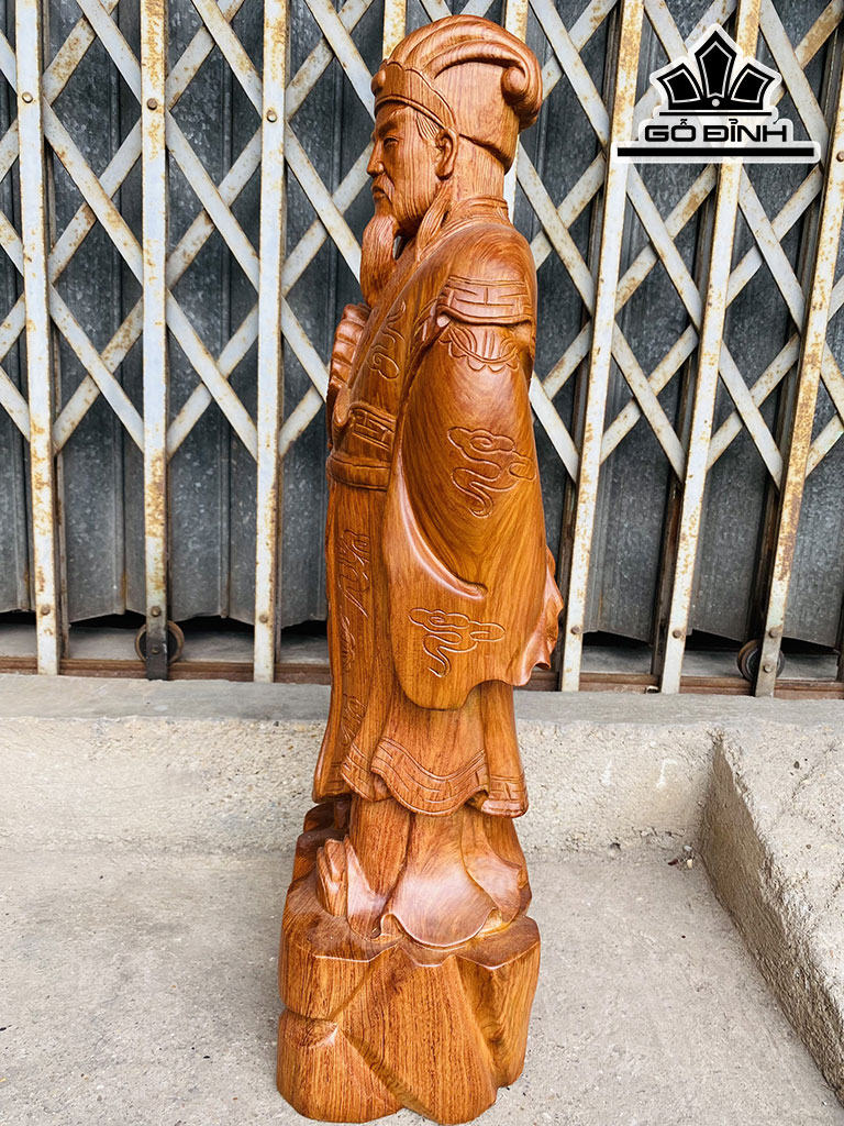 Tượng Gia Cát Lượng Gỗ Hương Cao 60 Ngang 18 Sâu 15 (cm)