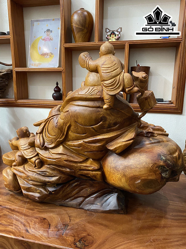 Tượng Phật Di Lặc Ngũ Phúc Gỗ Hương Cao 60 Ngang 80 Sâu 42 (cm)