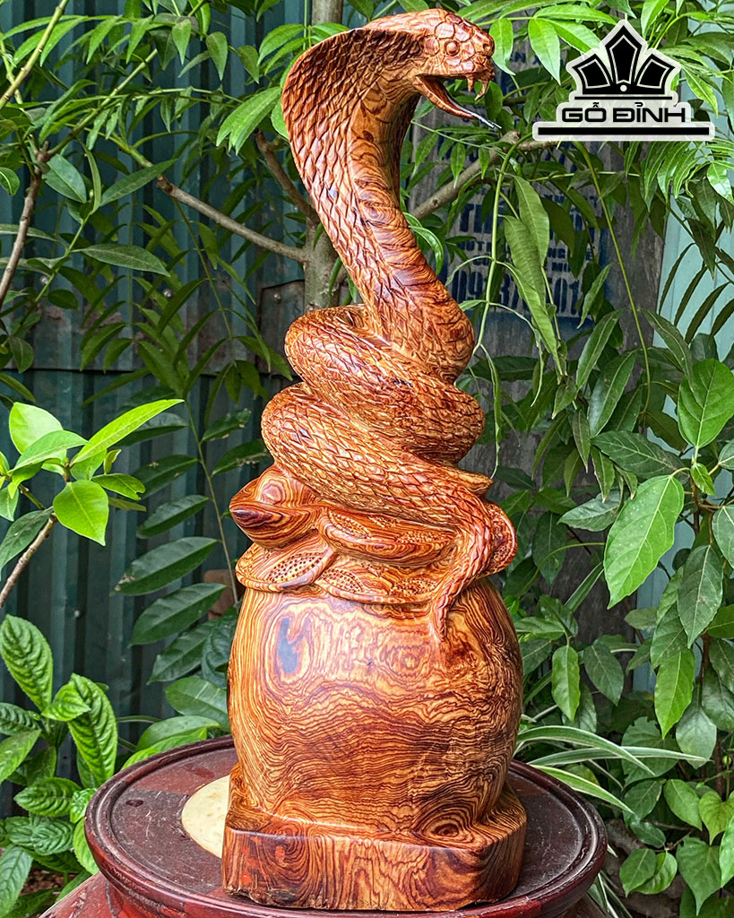 Tượng Rắn Phong Thủy Gỗ Cẩm Cao 44 Ngang 25 Sâu 18 (cm)