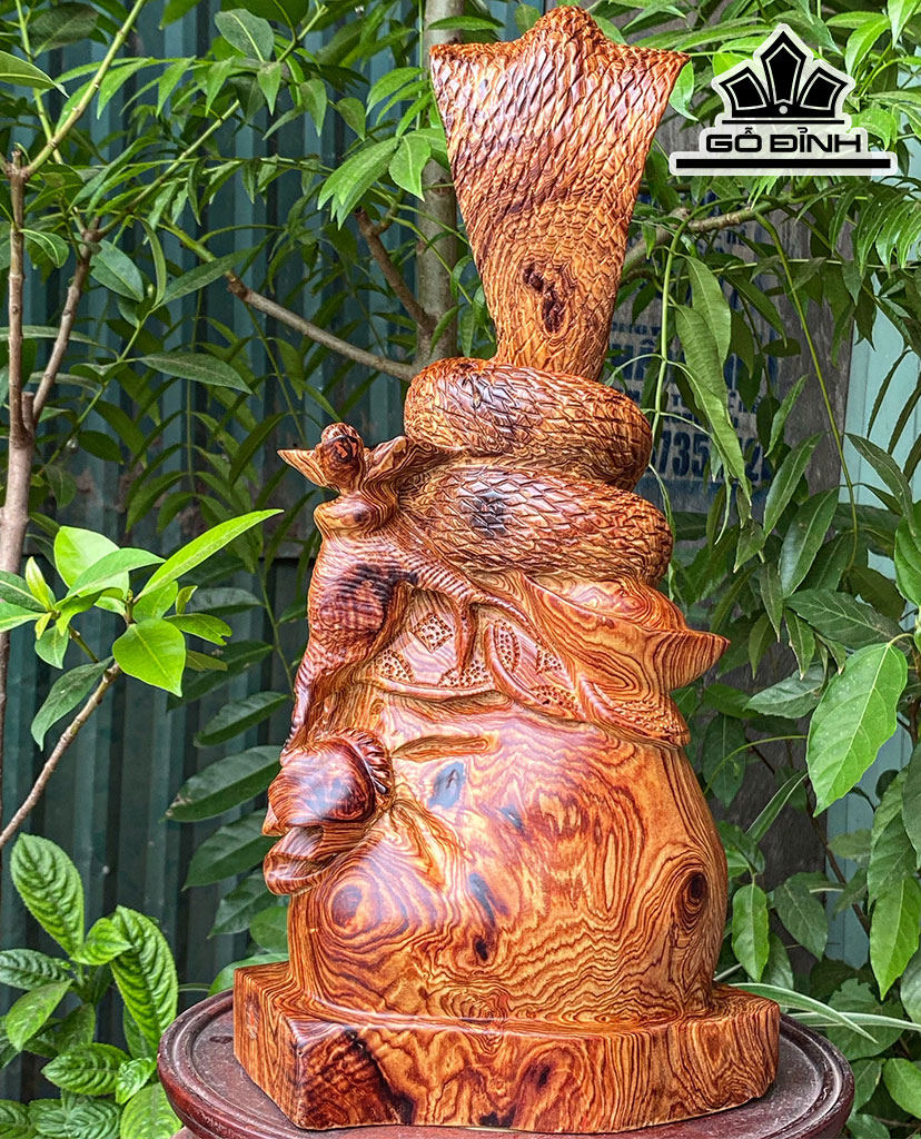 Tượng Rắn Phong Thủy Gỗ Cẩm Cao 44 Ngang 25 Sâu 18 (cm)