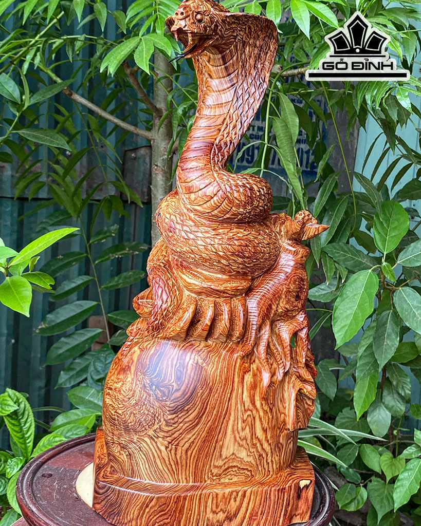 Tượng Rắn Phong Thủy Gỗ Cẩm Cao 44 Ngang 25 Sâu 18 (cm)