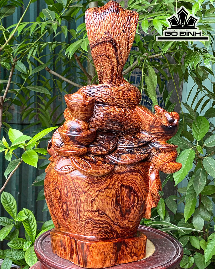 Tượng Rắn Phong Thủy Gỗ Cẩm Cao 46 Ngang 26 Sâu 18 (cm)