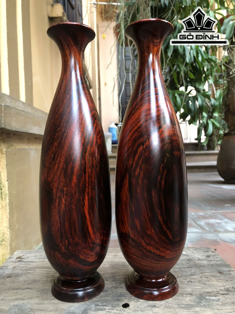 Lọ Hoa Gỗ Trắc Cao 31 Đường Kính 9,5 (cm)