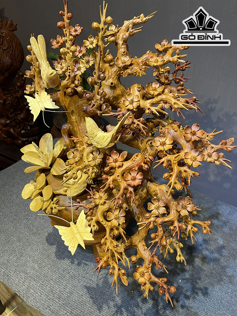 Bình Hoa Mai Gỗ Hương Cao 62 Ngang 53 Sâu 40 (cm)