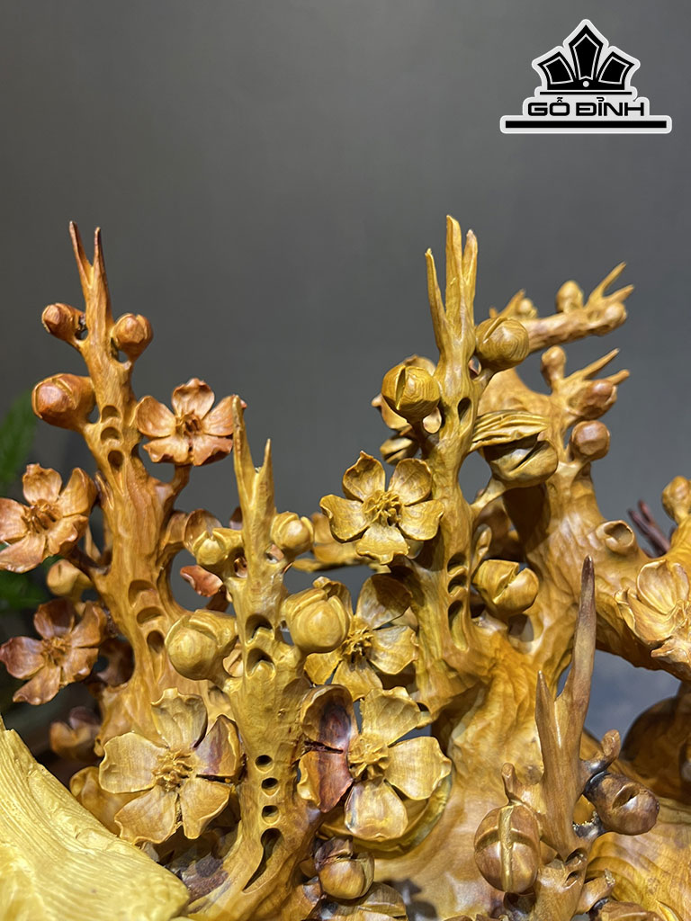 Bình Hoa Mai Gỗ Hương Cao 62 Ngang 53 Sâu 40 (cm)