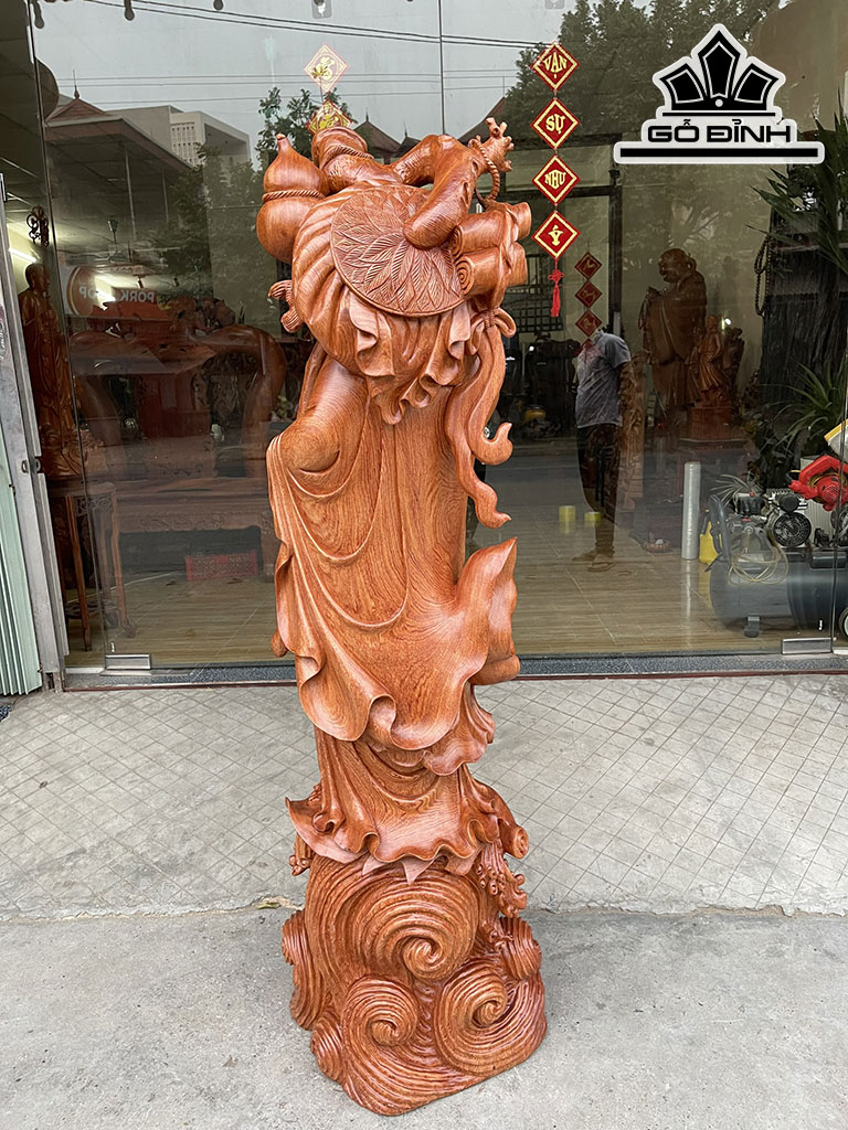 Tượng Đạt Ma Quá Hải Gỗ Hương Cao 160 Ngang 52 Sâu 48 (cm)