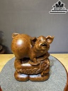 Tượng Heo Gỗ Ngọc Am Cao 28 Ngang 21 Sâu 12 (cm)