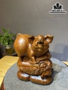 Tượng Heo Gỗ Ngọc Am Cao 28 Ngang 21 Sâu 12 (cm)