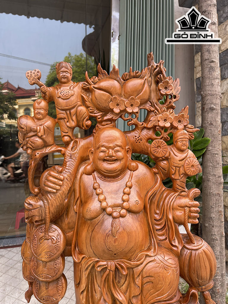 Tượng Phật Di Lặc Gỗ Ngọc Am Cao 100 Ngang 52 Sâu 20 (cm)