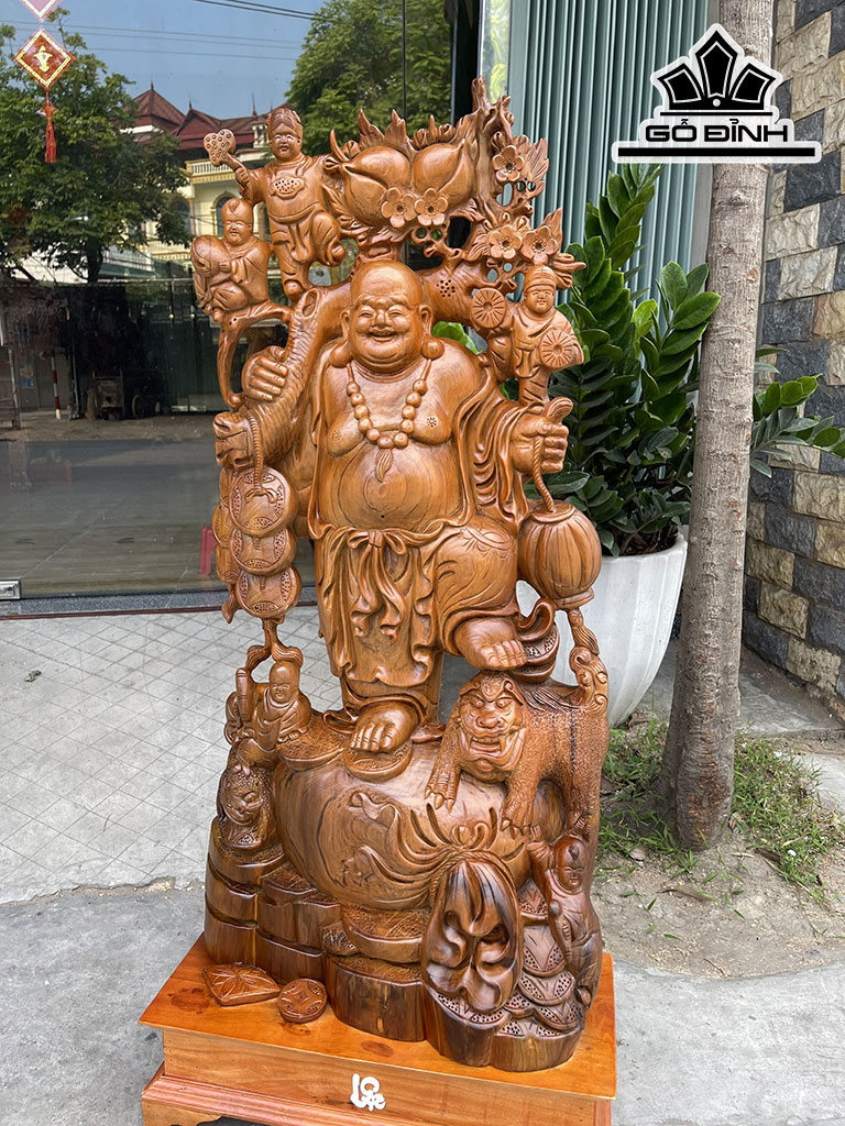 Tượng Phật Di Lặc Gỗ Ngọc Am Cao 100 Ngang 52 Sâu 20 (cm)